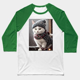 Christmas Cat - Modern Digital Art Baseball T-Shirt